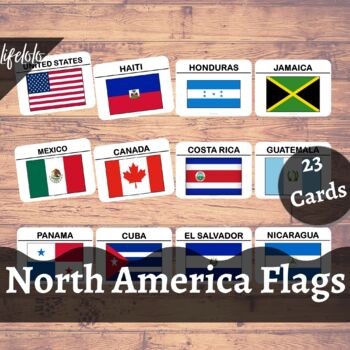 Preview of North America Flags - 23 Flash Cards | Homeschooling | Montessori Geography