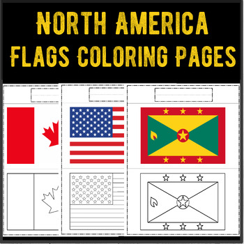 Preview of North America Flags Coloring Pages for Kids