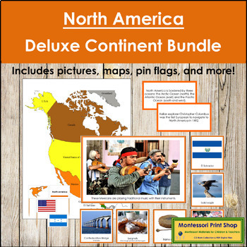 Preview of North America Deluxe Continent Bundle (Color Borders) - Montessori Geography
