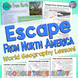 North America Geography Escape Room Activity Lesson & Map 