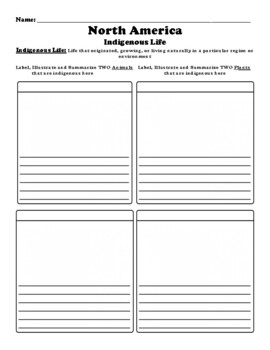 North America Indigenous Life Worksheet (Plants & Animals) by BAC Education