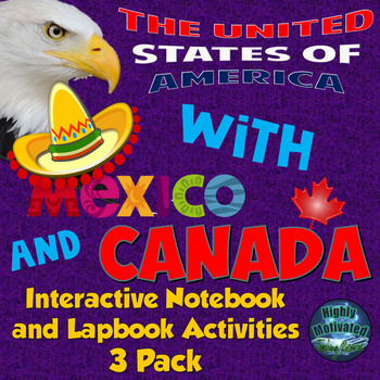 Preview of North America Interactive Notebook & Lapbook Activities - Canada, USA, & Mexico