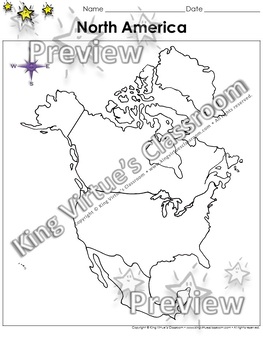 Preview of North America Map - U.S. - Blank - Full Page - Continent - Portrait