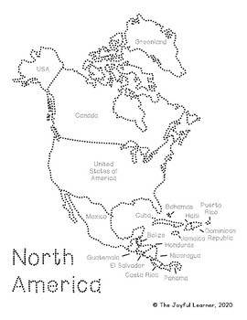 North America Map Montessori Colors Printable Includes Tracing
