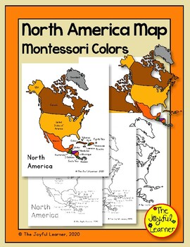Preview of North America Map (Montessori Colors) Printable - Includes tracing sheets