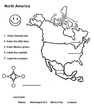 Preview of North America Map of Countries with Capitals and Flags
