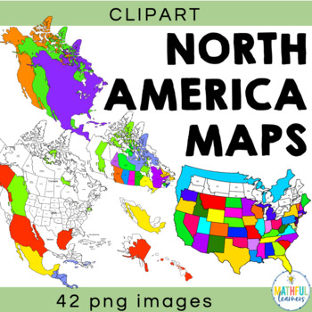 Preview of North America Map Clipart - Including USA, Canada, Mexico maps