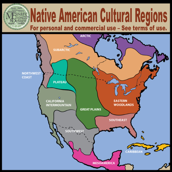 Preview of Maps: North America Native American Cultural Regions {Messare Clips and Design}