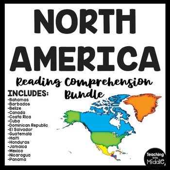 Preview of North America Reading Comprehension Worksheet Bundle Country Study Continents