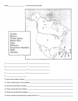 North America Study Guide by Suzy's Creations | TPT