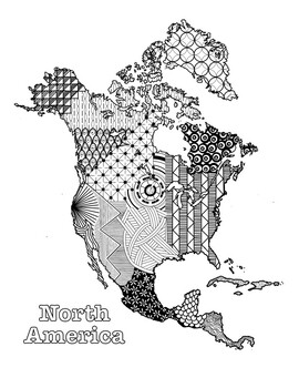 Preview of North America Zentangle Coloring Page