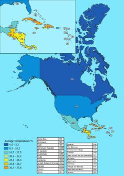 Preview of North America map of average annual temperatures