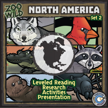 Preview of North American Animals Activities - Set 2 - Reading, Printables & Slides