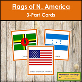 Flags of North America 3-Part Cards (color borders)