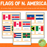 North American Flags Montessori  3 Part Cards