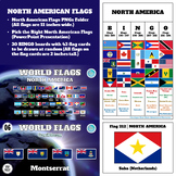 North American Flags PNGs, PPT, Flash Cards, and Bingo Boards