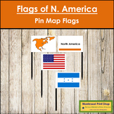 Flags of North America - Pin Map Flags (color-coded)