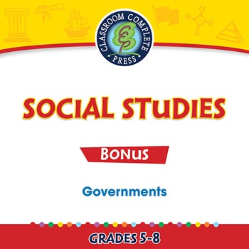 Preview of North American Governments and World Politics Gr. 5-8 - BONUS WORKSHEETS