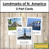 Landmarks of North America 3-Part Cards - Continent Cards