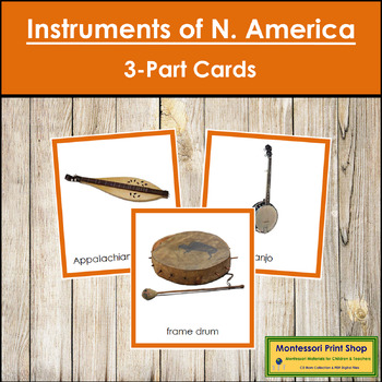 Preview of Musical Instruments of North America 3-Part Cards (color borders)