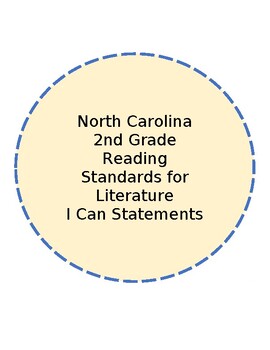 Preview of North Carolina 2nd Grade Reading Standards for Literature - I can Statements