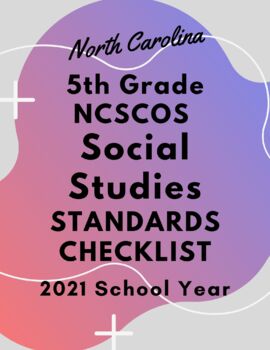 Preview of North Carolina - 5th Grade 2021 NCSCOS Social Studies Editable Checklist
