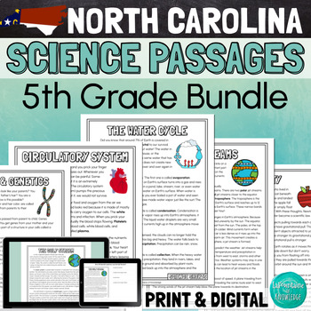 Preview of North Carolina 5th Grade Science Reading Comprehension BUNDLE of 35 Passages