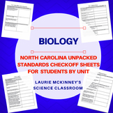 North Carolina Biology Standards Check Sheet Bundle Package