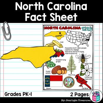 Preview of North Carolina Fact Sheet for Early Readers - A State Study