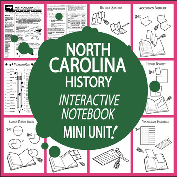 Preview of North Carolina History + AUDIO – ALL North Carolina State Study Content Included