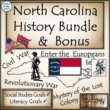 Preview of North Carolina History and Literacy  Resource Bundle with Biography Bonus