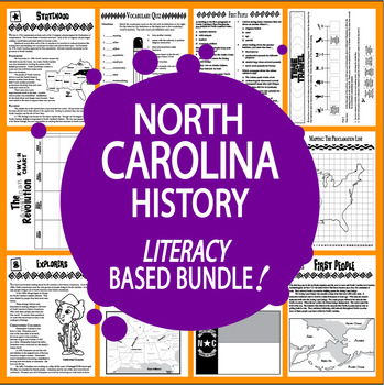Preview of North Carolina History State Study – ALL Content Included – No Textbook Needed!