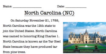 Preview of North Carolina Reading Comprehension