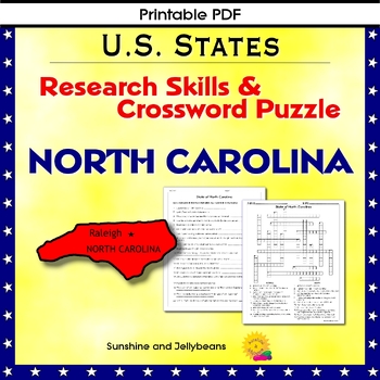 Preview of North Carolina - Research Skills & Crossword Puzzle - U.S. States Geography