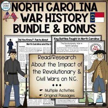 Preview of North Carolina Revolutionary and Civil War Literacy Activity Bundle with Bonus