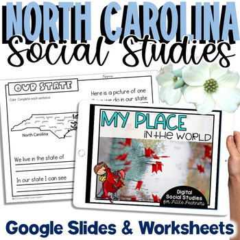 Preview of North Carolina Social Studies | Me On the Map |City, County, State, Country, Con