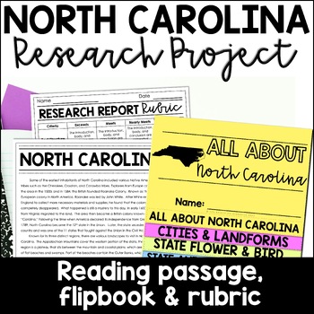 Preview of North Carolina State Research Report Project | US States Research Flip Book