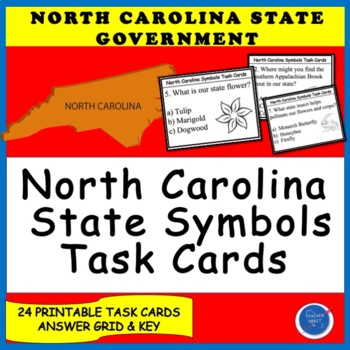 Preview of North Carolina State Symbols Task Cards - Government - Social Studies Activity