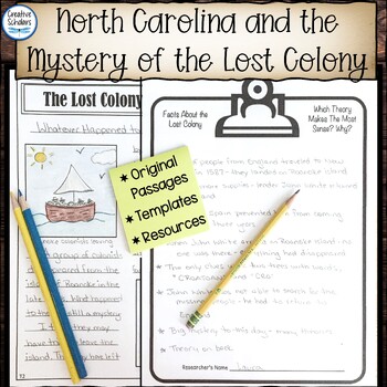 Preview of North Carolina and The Lost Colony Research and Write a Newspaper Article