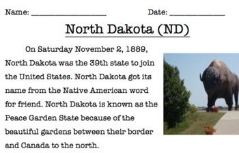 Preview of North Dakota Reading Comprehension