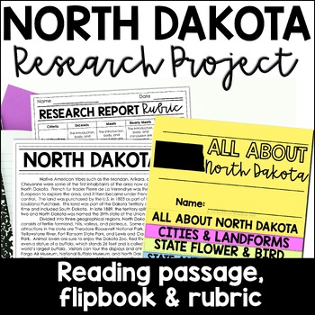 Preview of North Dakota State Research Report Project | US States Research Flip Book