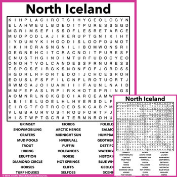 North Iceland Word Search by Jennifer Olson Educational Resources