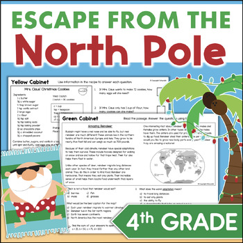 Preview of Christmas ELA & Math ESCAPE ROOM Winter North Pole 4th Grade Enrichment Activity