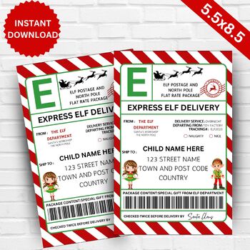 Preview of North Pole Delivery Tags, Santa Mail,EDITABLE Elf Shipping Label,Official Santa