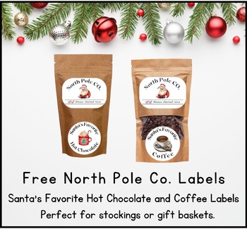 Preview of North Pole Labels, Cocoa Coffee, Stocking stuffer, Gift basket printable