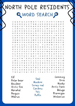 North Pole Residents No Prep Word Search Puzzle Worksheet Activity ...