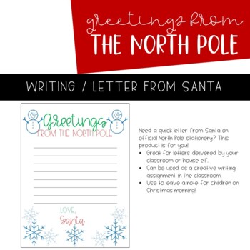 Preview of North Pole Stationery | Letter From Santa | Writing Paper