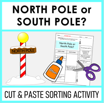 Preview of North Pole or South Pole | Cut and Paste Sorting Activity