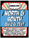 North and South Quiz and Test Common Core Writing and Literacy