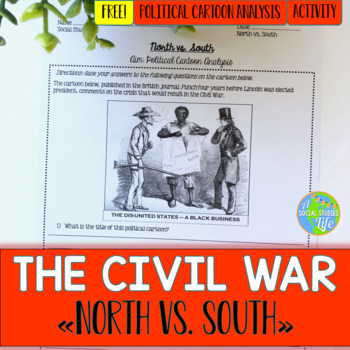 Preview of North vs. South Political Cartoon Analysis FREEBIE